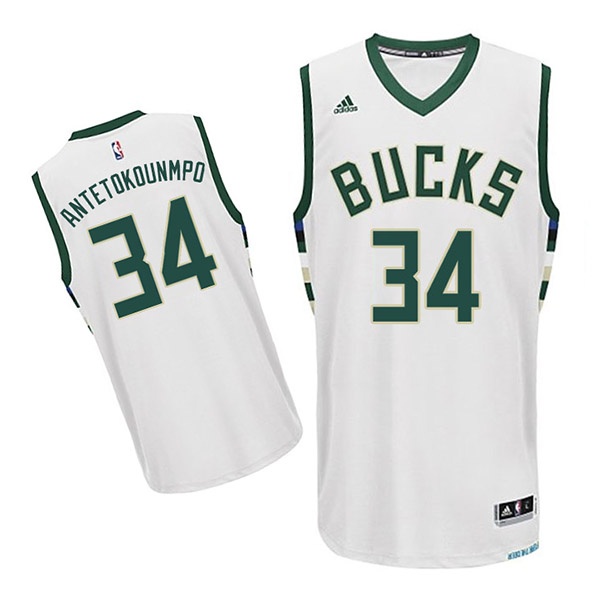 Men's  Bucks #34 Giannis Antetokounmpo 2015-16 New White Jersey