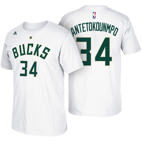 Men's  Giannis Antetokounmpo Milwaukee Bucks Adidas Net Number White T-shirt