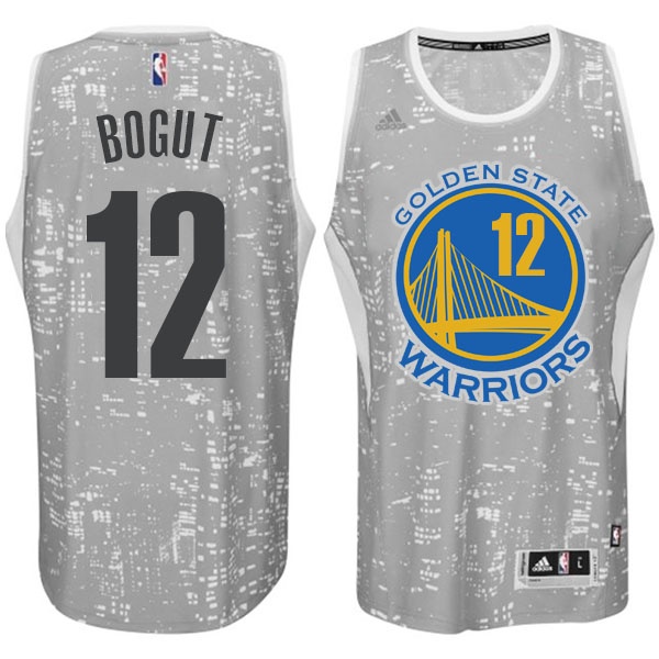 Men's  Golden State Warriors #12 Andrew Bogut City Jersey Light Grey