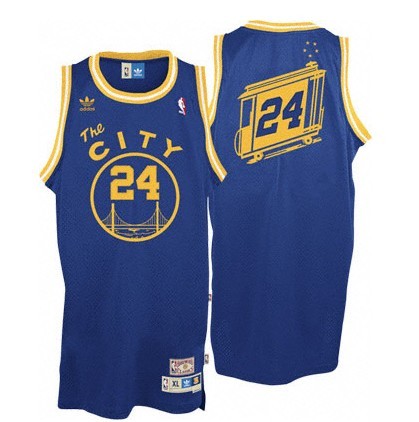 Men's  Rick Barry Warriors #24 The City Throwback Blue Jersey