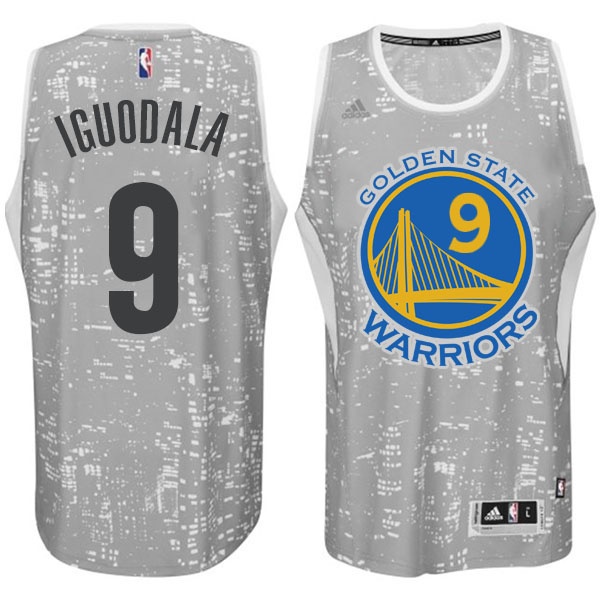 Men's  Golden State Warriors #9 Andre Iguodala City Jersey Light Grey