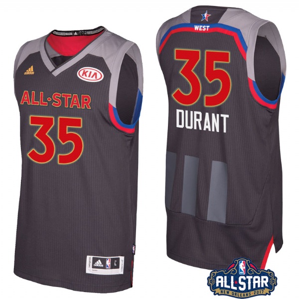 Men's  Golden State Warriors Kevin Durant 2017 All Star Charcoal Jersey