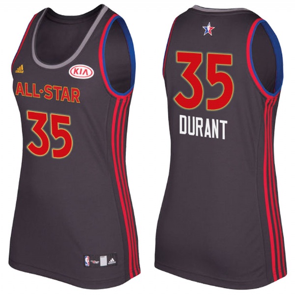 Women Golden State Warriors Kevin Durant 2017 All Star Charcoal Jersey