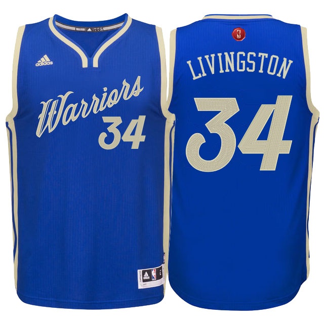 Men's  Warriors #34 Shaun Livingston Blue 2015 Christmas Jersey