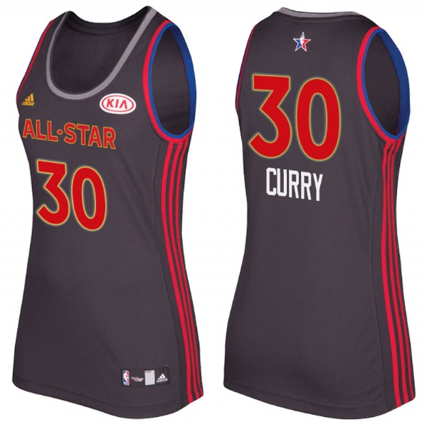 Women Golden State Warriors Stephen Curry 2017 All Star Charcoal Jersey