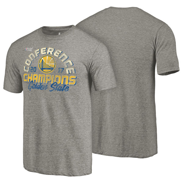 Men's  Golden State Warriors 2017 NBA the finals Western Conference Champions Locker Room Adidas Gray T-shirt