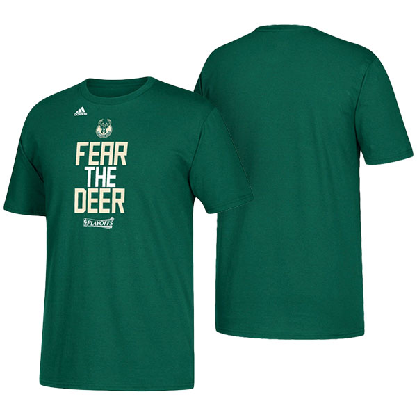 Men's  Milwaukee Bucks Adidas 2017 NBA playoffs Participant Slogan Green T-shirt