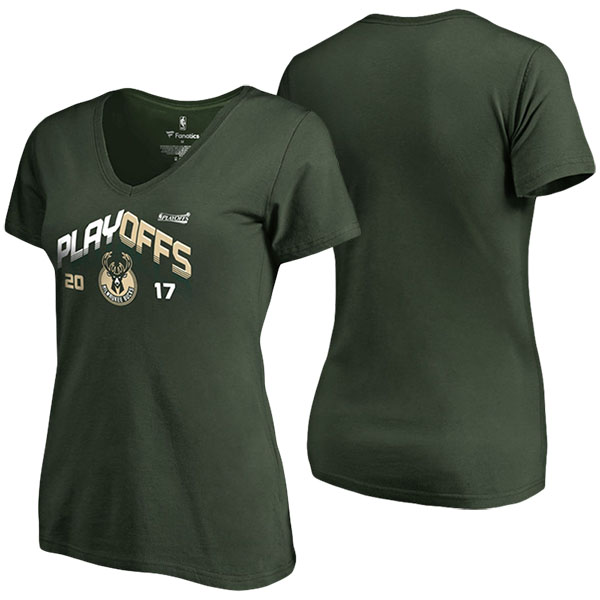 Women's Milwaukee Bucks Fanatics Branded 2017 NBA Playoffs Participant Green T-shirt