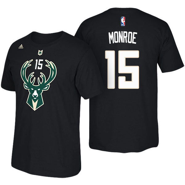 Men's  Greg Monroe Milwaukee Bucks Adidas Net Number Black T-shirt