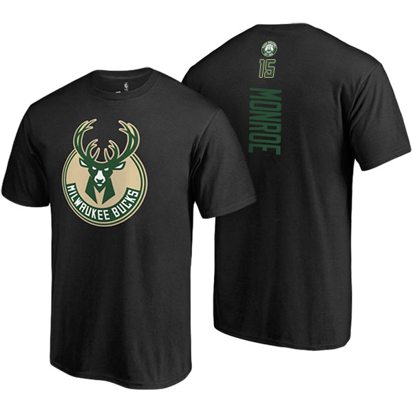 Men's  Greg Monroe Milwaukee Bucks Backer Name Number Black T-shirt