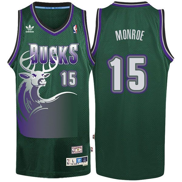 Men's  Greg Monroe Milwaukee Bucks Adidas Hardwood Classic Swingman Green Jersey