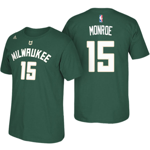 Men's  Greg Monroe Milwaukee Bucks Adidas Net Number Green T-shirt