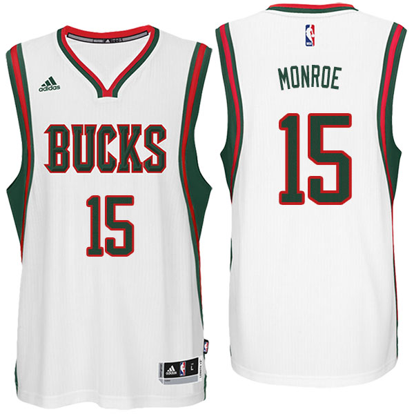 Men's  Greg Monroe Milwaukee Bucks Adidas Swingman White Jersey