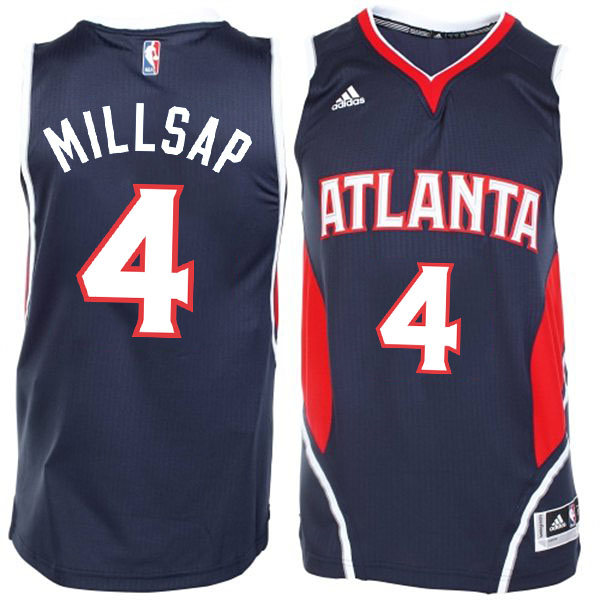 Men's  Hawks #4 Paul Millsap 2015 New Swingman Road Blue Jersey