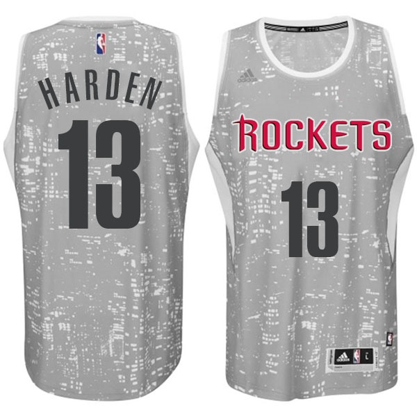 Men's  Houston Rockets #13 James Harden City Lights Jersey Grey