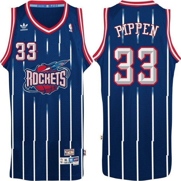 Men's  Scottie Pippen Houston Rockets Blue Retro Stripe Jersey