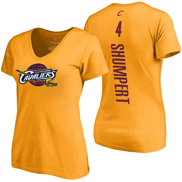 Women's Iman Shumpert Cleveland Cavaliers Backer Classic Fit V-Neck Gold T-shirt