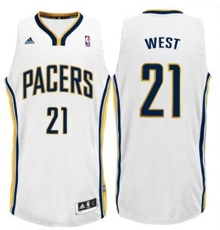 Men's  Indiana Pacers #21 David West Revolution 30 Home Jersey