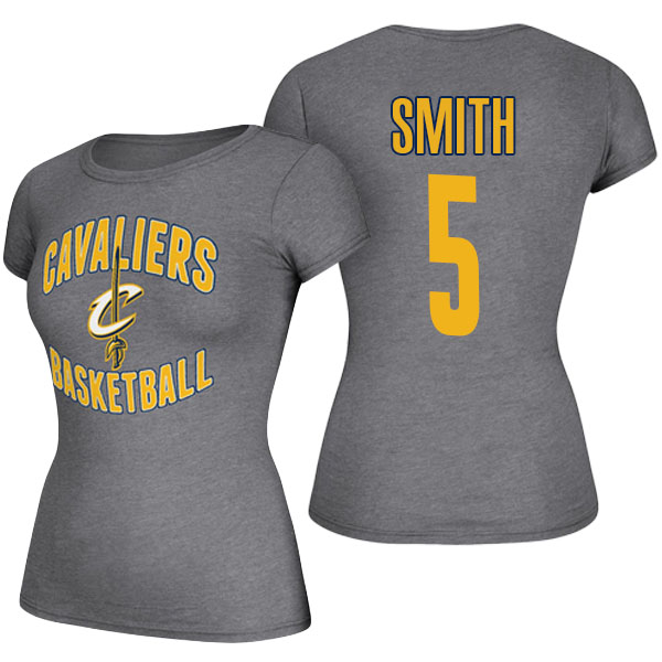 Women's J.R. Smith Cleveland Cavaliers Adidas Name and Number Heather Gray T-shirt