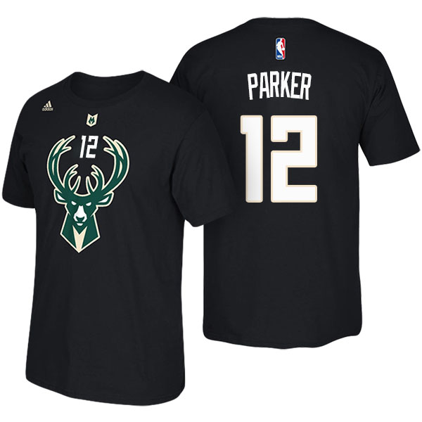 Men's  Jabari Parker Milwaukee Bucks Adidas Net Number Black T-shirt