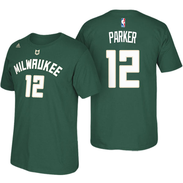 Men's  Jabari Parker Milwaukee Bucks Adidas Net Number Green T-shirt