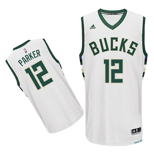 Men's  Bucks #12 Jabari Parker 2015-16 New Style White Jersey