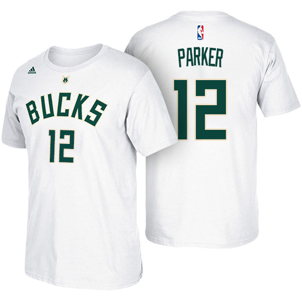 Men's  Jabari Parker Milwaukee Bucks Adidas Net Number White T-shirt