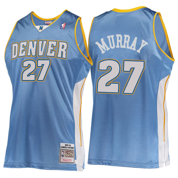 Men's  Jamal Murray Denver Nuggets Hardwood Classics 2003-12 Road Authentic Mitchell Ness Blue Jersey