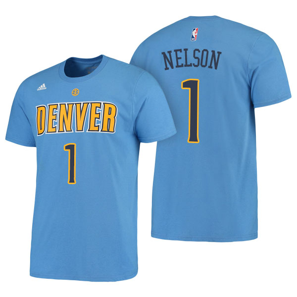 Men's  Jameer Nelson Denver Nuggets Adidas Net Number Blue T-shirt