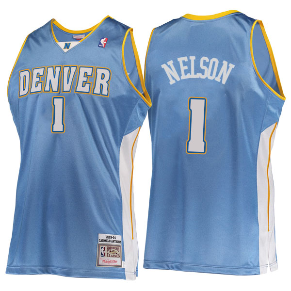 Men's  Jameer Nelson Denver Nuggets Hardwood Classics 2003-13 Road Authentic Mitchell Ness Blue Jersey