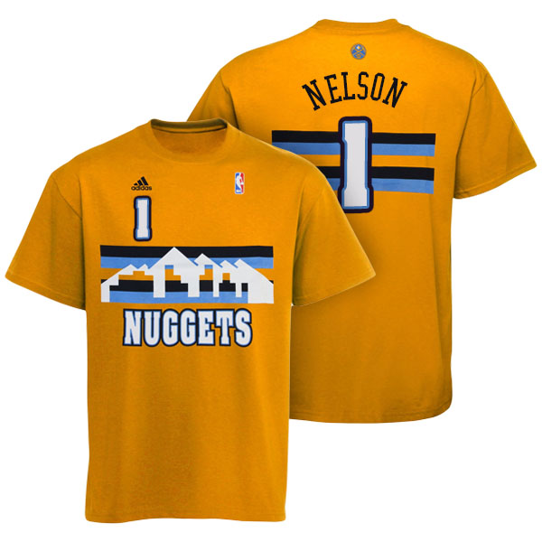 Men's  Jameer Nelson Denver Nuggets Name and Number Gold T-shirt