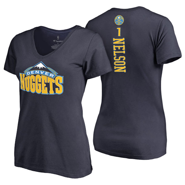 Women's Jameer Nelson Denver Nuggets Fanatics Branded Personalized Backer Navy T-shirt