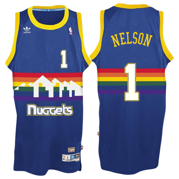 Men's  Jameer Nelson Denver Nuggets Adidas Swingman Hardwood Classics Royal Jersey