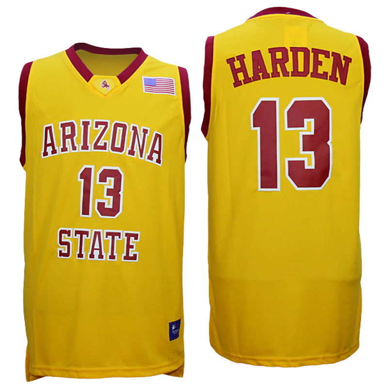 Men's  Houston Rockets# 13 James Harden NCAA Arizona State Sun Devils Gold Jersey