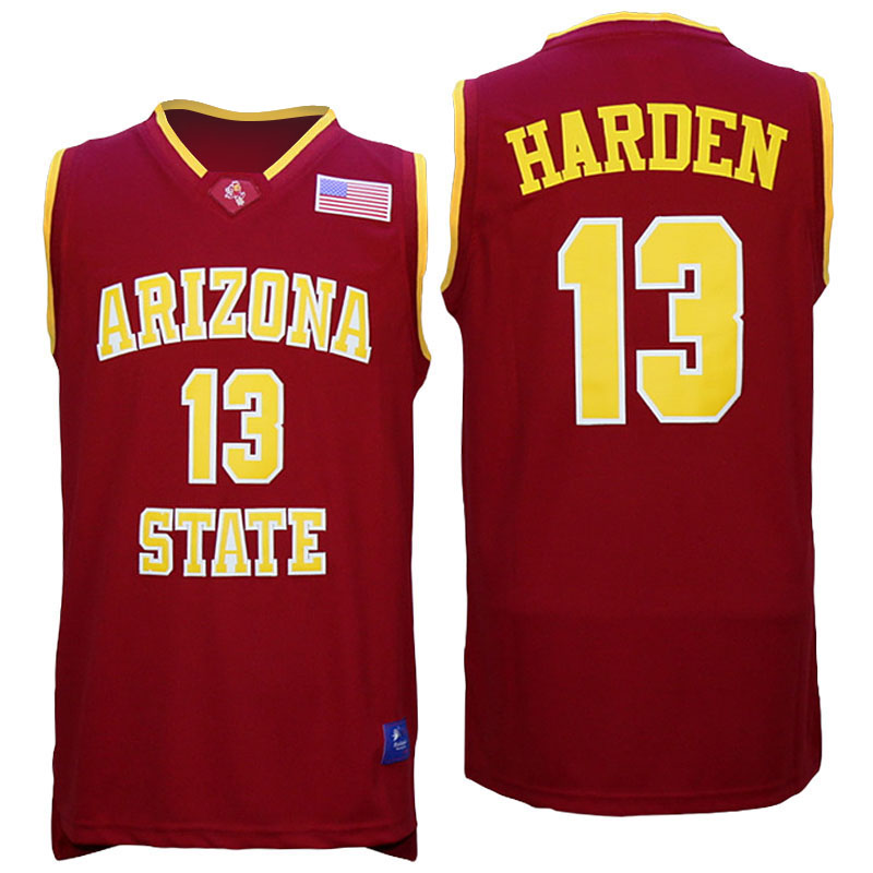 Men's  Houston Rockets# 13 James Harden NCAA Arizona State Sun Devils Red Jersey