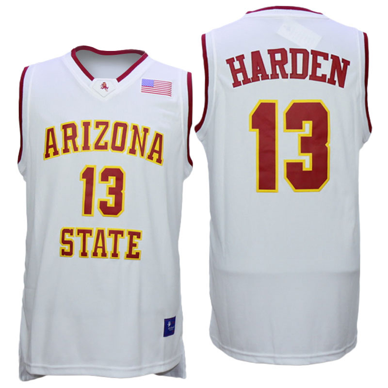 Men's  Houston Rockets# 13 James Harden NCAA Arizona State Sun Devils White Jersey