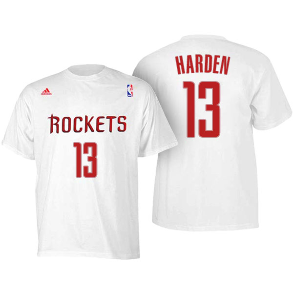 Men's  James Harden Houston Rockets Adidas Net Number White T-shirt