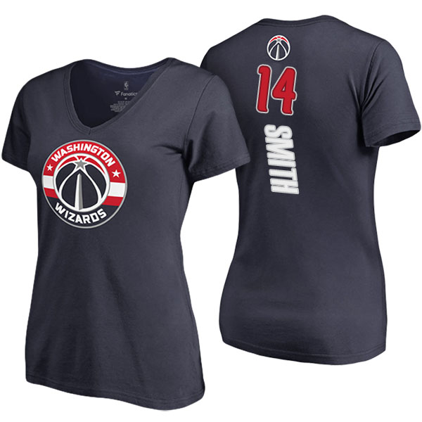 Women's Jason Smith Washington Wizards Backer V-Neck Navy T-shirt