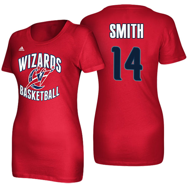 Women's Jason Smith Washington Wizards Adidas Name and Number Red T-shirt