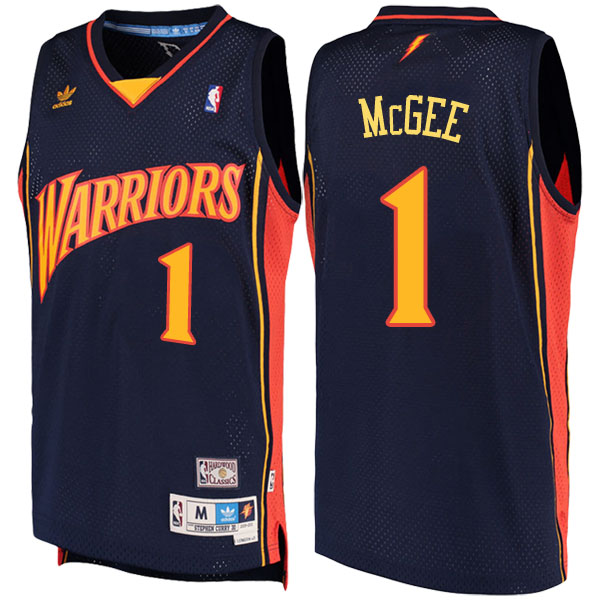 Men's  JaVale McGee Golden State Warriors Throwback Road Hardwood Classics Swingman climacool Navy Jersey