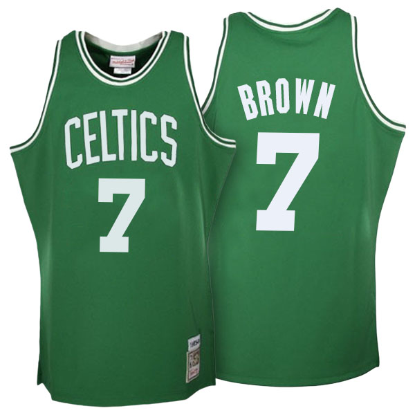 Men's  Jaylen Brown Boston Celtics Mitchell Ness Hardwood Classics Authentic Throwback Green Jersey