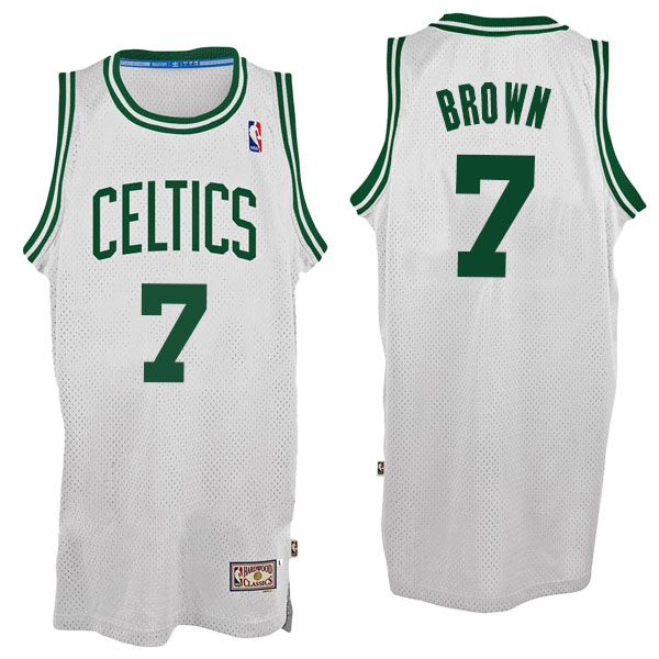 Men's  Jaylen Brown Boston Celtics Hardwood Classics Swingman White Jersey