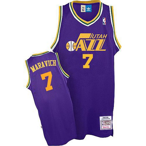 Men's  Jazz #7 Pete Maravich Purple Jersey