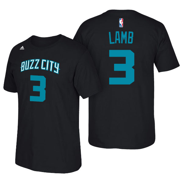 Men's  Jeremy Lamb Charlotte Hornets Adidas Net Number Black T-shirt