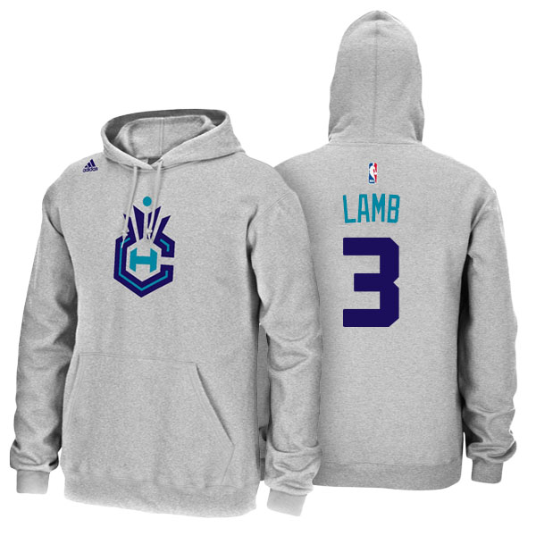 Men's  Jeremy Lamb Charlotte Hornets Adidas Name Number Gray Pullover Hoodie