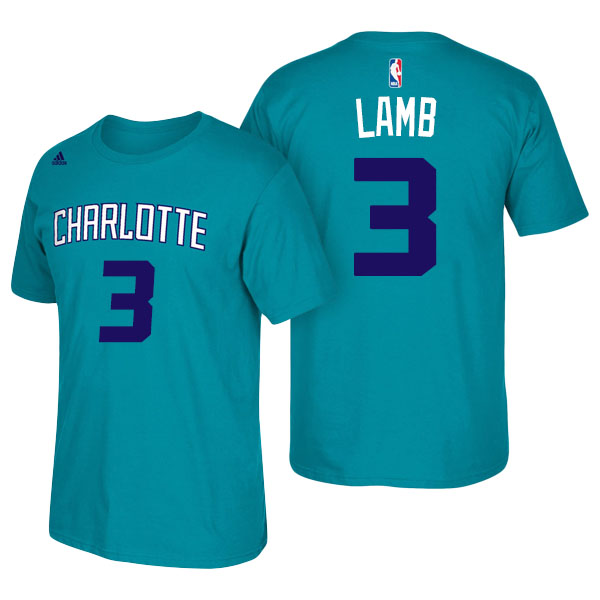 Men's  Jeremy Lamb Charlotte Hornets Adidas Net Number Teal T-shirt