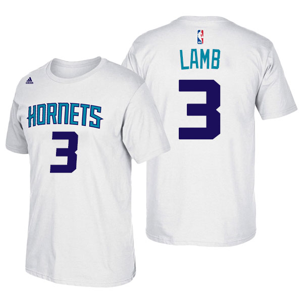 Men's  Jeremy Lamb Charlotte Hornets Adidas Net Number White T-shirt