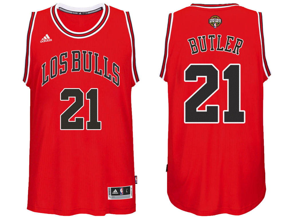 Men's Jimmy Butler Noches Enebea Swingman Road Red Jersey