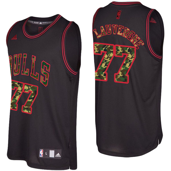 Men's  Joffrey Lauvergne Chicago Bulls Camo Fashion Swingman Black Jersey