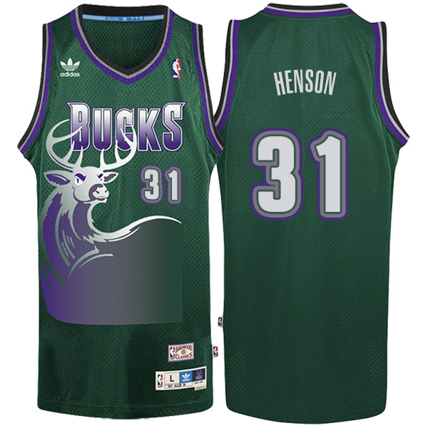 Men's  John Henson Milwaukee Bucks Adidas Hardwood Classic Swingman Green Jersey